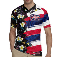 Hawaiian Flag Day Rugby Jersey Tropical Flowers and Leaves