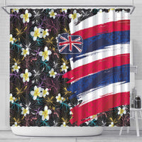 Hawaiian Flag Day Shower Curtain Tropical Flowers and Leaves