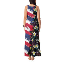 Hawaiian Flag Day Tank Maxi Dress Tropical Flowers and Leaves LT03 - Polynesian Pride