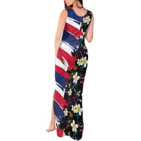 Hawaiian Flag Day Tank Maxi Dress Tropical Flowers and Leaves LT03 - Polynesian Pride