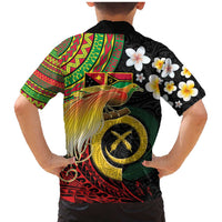 Vanuatu and Papua New Guinea Together Family Matching Mermaid Dress and Hawaiian Shirt Bird-of-paradise and Pig Tusk Melanesian Pattern