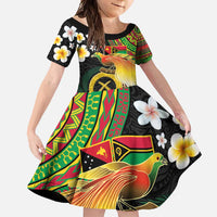 Vanuatu and Papua New Guinea Together Family Matching Mermaid Dress and Hawaiian Shirt Bird-of-paradise and Pig Tusk Melanesian Pattern