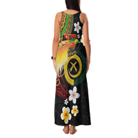 Vanuatu and Papua New Guinea Together Family Matching Tank Maxi Dress and Hawaiian Shirt Bird-of-paradise and Pig Tusk Melanesian Pattern