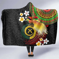 Vanuatu and Papua New Guinea Together Hooded Blanket Bird-of-paradise and Pig Tusk Melanesian Pattern