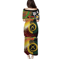 Vanuatu and Papua New Guinea Together Puletasi Bird-of-paradise and Pig Tusk Melanesian Pattern