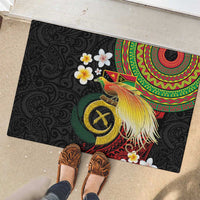 Vanuatu and Papua New Guinea Together Rubber Doormat Bird-of-paradise and Pig Tusk Melanesian Pattern