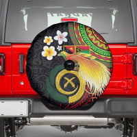 Vanuatu and Papua New Guinea Together Spare Tire Cover Bird-of-paradise and Pig Tusk Melanesian Pattern