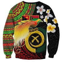 Vanuatu and Papua New Guinea Together Sweatshirt Bird-of-paradise and Pig Tusk Melanesian Pattern