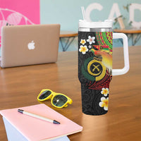 Vanuatu and Papua New Guinea Together Tumbler With Handle Bird-of-paradise and Pig Tusk Melanesian Pattern