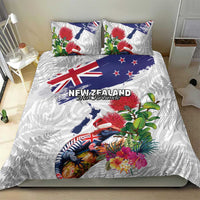 New Zealand Christmas Bedding Set Meri Kirihimete-Tuatara and Pohutukawa White Color