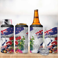 New Zealand Christmas 4 in 1 Can Cooler Tumbler Meri Kirihimete-Tuatara and Pohutukawa White Color