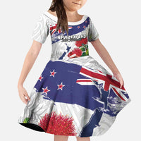New Zealand Christmas Family Matching Off Shoulder Maxi Dress and Hawaiian Shirt Meri Kirihimete-Tuatara and Pohutukawa White Color