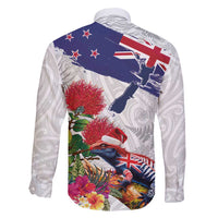 New Zealand Christmas Family Matching Off Shoulder Maxi Dress and Hawaiian Shirt Meri Kirihimete-Tuatara and Pohutukawa White Color