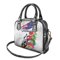 New Zealand Christmas Shoulder Handbag Meri Kirihimete-Tuatara and Pohutukawa White Color