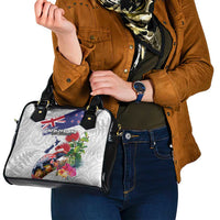 New Zealand Christmas Shoulder Handbag Meri Kirihimete-Tuatara and Pohutukawa White Color