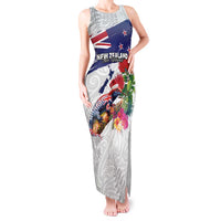 New Zealand Christmas Tank Maxi Dress Meri Kirihimete-Tuatara and Pohutukawa White Color