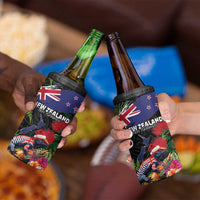 New Zealand Christmas 4 in 1 Can Cooler Tumbler Meri Kirihimete-Tuatara and Pohutukawa Black Color