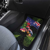 New Zealand Christmas Car Mats Meri Kirihimete-Tuatara and Pohutukawa Black Color