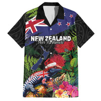 New Zealand Christmas Family Matching Tank Maxi Dress and Hawaiian Shirt Meri Kirihimete-Tuatara and Pohutukawa Black Color