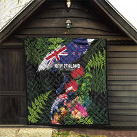 New Zealand Christmas Quilt Meri Kirihimete-Tuatara and Pohutukawa Black Color