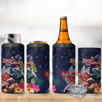 Australia and New Zealand 4 in 1 Can Cooler Tumbler Merry Christmas-Tuatara and Koala with Plants Xmas Style