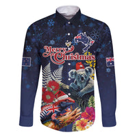 Australia and New Zealand Family Matching Long Sleeve Bodycon Dress and Hawaiian Shirt Merry Christmas-Tuatara and Koala with Plants Xmas Style