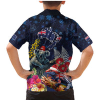 Australia and New Zealand Family Matching Mermaid Dress and Hawaiian Shirt Merry Christmas-Tuatara and Koala with Plants Xmas Style