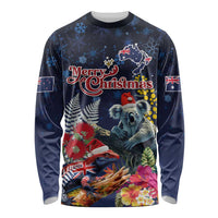Australia and New Zealand Long Sleeve Shirt Merry Christmas-Tuatara and Koala with Plants Xmas Style