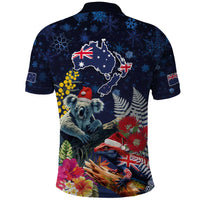 Australia and New Zealand Polo Shirt Merry Christmas-Tuatara and Koala with Plants Xmas Style
