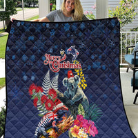 Australia and New Zealand Quilt Merry Christmas-Tuatara and Koala with Plants Xmas Style