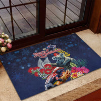 Australia and New Zealand Rubber Doormat Merry Christmas-Tuatara and Koala with Plants Xmas Style