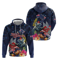 Australia and New Zealand Zip Hoodie Merry Christmas-Tuatara and Koala with Plants Xmas Style