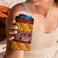 Samoa Siapo and Tapa 4 in 1 Can Cooler Tumbler Pacific Tribal Pattern with Hibiscus Striped Style LT03 - Polynesian Pride
