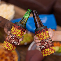 Samoa Siapo and Tapa 4 in 1 Can Cooler Tumbler Pacific Tribal Pattern with Hibiscus Striped Style LT03 - Polynesian Pride