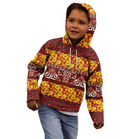 Samoa Siapo and Tapa Kid Hoodie Pacific Tribal Pattern with Hibiscus Striped Style LT03 - Polynesian Pride