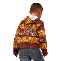 Samoa Siapo and Tapa Kid Hoodie Pacific Tribal Pattern with Hibiscus Striped Style LT03 - Polynesian Pride
