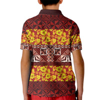 Samoa Siapo and Tapa Kid Polo Shirt - Pacific Tribal Pattern with Hibiscus Striped Style LT03 - Polynesian Pride