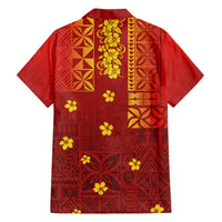 Samoa Tapa Pacific Tribal Pattern Family Matching Off The Shoulder Long Sleeve Dress and Hawaiian Shirt Hibiscus and Plumeria