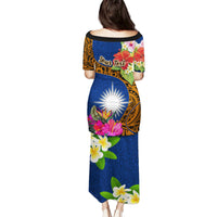 Personalised Marshall Islands Manit Day Puletasi Marshall Seal Mix Hibiscus Flower Maori Pattern Style LT03 - Polynesian Pride