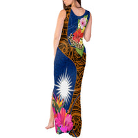 Personalised Marshall Islands Manit Day Tank Maxi Dress Marshall Seal Mix Hibiscus Flower Maori Pattern Style LT03 - Polynesian Pride