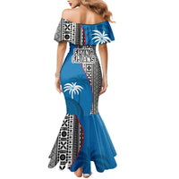 Fiji Rugby Mermaid Dress Coat of Arms Palm Tree Mix Polynesia Tapa Pattern LT03 - Polynesian Pride