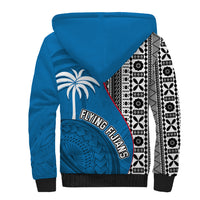 Fiji Rugby Sherpa Hoodie Coat of Arms Palm Tree Mix Polynesia Tapa Pattern LT03 - Polynesian Pride