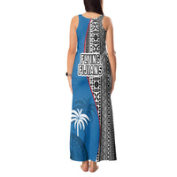 Fiji Rugby Tank Maxi Dress Coat of Arms Palm Tree Mix Polynesia Tapa Pattern LT03 - Polynesian Pride