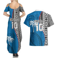 Custom Fiji Rugby Couples Matching Summer Maxi Dress and Hawaiian Shirt Coat of Arms Palm Tree Mix Polynesia Tapa Pattern LT03 - Polynesian Pride