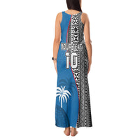 Custom Fiji Rugby Tank Maxi Dress Coat of Arms Palm Tree Mix Polynesia Tapa Pattern LT03 - Polynesian Pride