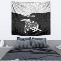 New Zealand World Cup 2023 Tapestry Aotearoa Haka Rugby with Silver Fern Maori Ethnic Pattern LT03 - Polynesian Pride