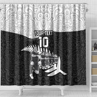 Custom New Zealand World Cup 2023 Shower Curtain Aotearoa Haka Rugby with Silver Fern Maori Ethnic Pattern LT03 - Polynesian Pride