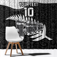 Custom New Zealand World Cup 2023 Window Curtain Aotearoa Haka Rugby with Silver Fern Maori Ethnic Pattern LT03 - Polynesian Pride