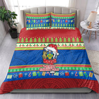 Solomon Islands Christmas Bedding Set Santa With Flag Of Solomon Polynesian Tribal Xmas Vibe LT03 - Polynesian Pride