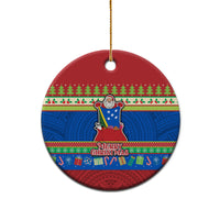 Solomon Islands Christmas Ceramic Ornament Santa With Flag Of Solomon Polynesian Tribal Xmas Vibe LT03 - Polynesian Pride